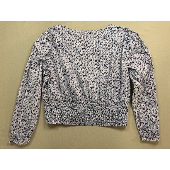 Lane Bryant Crop Top Women's 20 Boho Floral Smocked V-Neck Long Sleeve Blouse - Picture 15 of 16